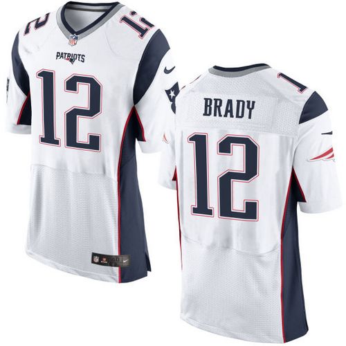 Nike Patriots #12 Tom Brady White Men's Stitched NFL New Elite Jersey - Click Image to Close